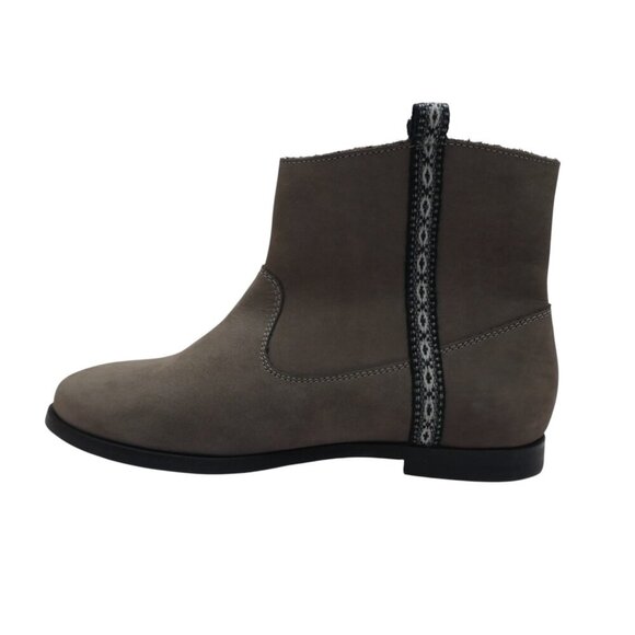Fortress of Inca Anthropologie Taupe Gray Leather Woven Peruvian Ankle Boots - Picture 3 of 14